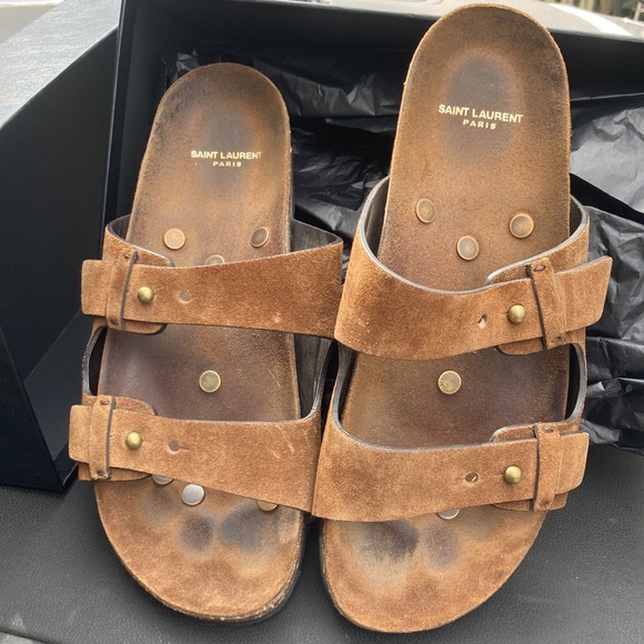 Saint Laurent Shoes - Saint Laurent Jimmy suede sandal. Color is Bridle. Size 42.   Worn twice